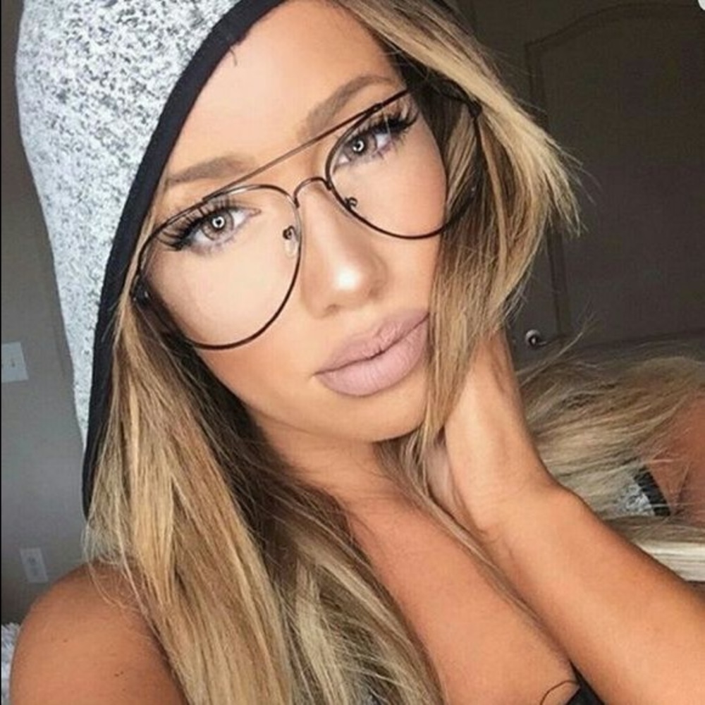 Aviator Clear Glasses Black